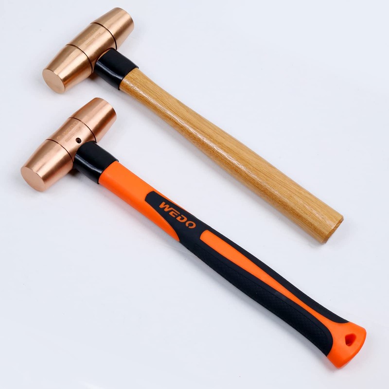 WEDO Copper Sledge Hammer 1/2lb,Solid Copper Mallet Hammer,Fiberglass Handle,Length 280mm,Die-Forged,