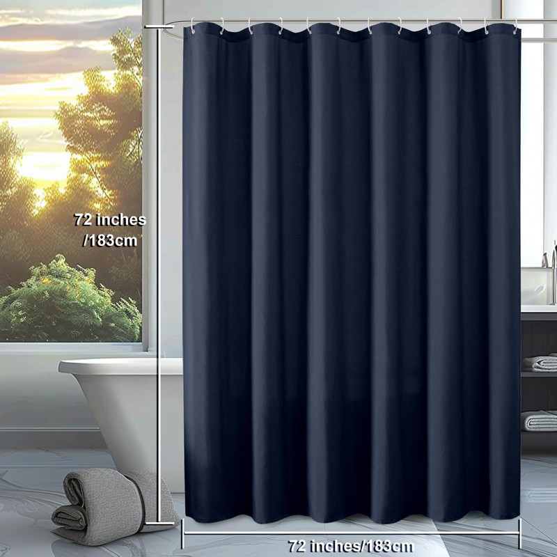 OVZME Zora 78 Inch Shower Curtain Set with 12 Plastic