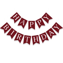 Burgundy Maroon Red Happy Birthday Décor Banners Sign Decorations for Adults Women Men Teen Boys Girls Kids Birthday Party Garland Backdrop Supplies