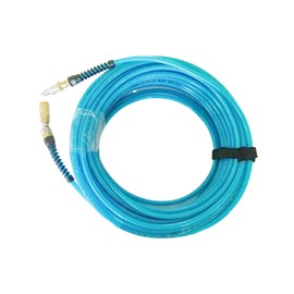 Zeluga Z-Flex Industrial Interchange with Ball Coupler and Air Safety Plug Reinforced Polyurethane Air Hose 300 PSI (Transparent Blue, 1/4in. x 100ft.)