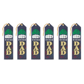 Beistle AR121N World's Best Dad Award Ribbons, 2 by 8-Inch, 6-Pack