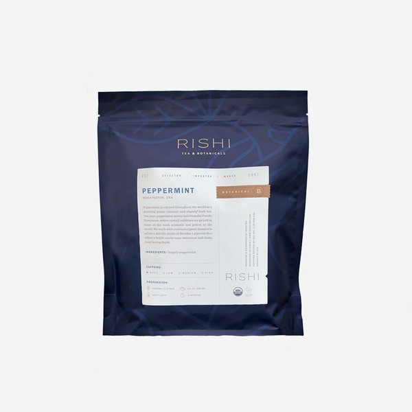 Rishi Tea Peppermint Herbal Tea | USDA Organic Direct Trade Loose Leaf Tea, Certified Kosher, Caffeine Free Calming Sweet & Cooling Pure Peppermint Leaves | 8.81 Ounces (Pack of 1)