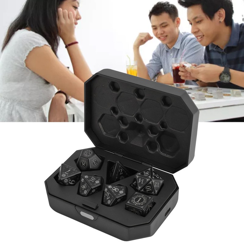7pcs Electronic Dice LED Rechargeable with Charging Compartment Light Up