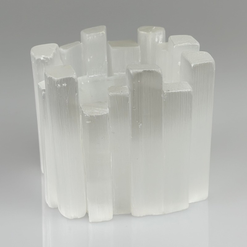Selenite Candle Holder - Healing Crystal Tealight Holder for Meditation