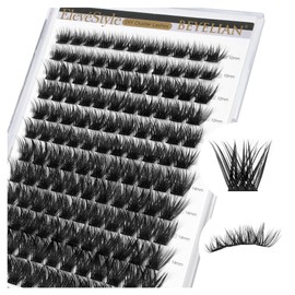 BEYELIAN Lash Clusters D Curl Volume Cluster Eyelash Extensions, Soft Fluffy Eyelash Clusters/Cluster Lashes, Thin Band Lash Extension Clusters, Eyelash Clusters Individual Lashes DIY at Home