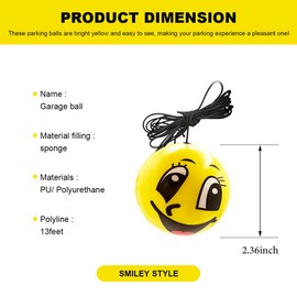 ZNDAW Garage Parking Aids, Funny Emotion Garage Parking Assist Stopper Ball Sensor with Lanyard, Retracting Parking Assistant Kit Ball Guide System, Garage Parking Indicator (Smile)