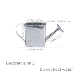 Mini Decorative Watering Can, Square Design, Set of 6, Silver Metal,Height 2.05 inch, Cute Metal Jug for Hand Crafts,Garden Theme Parties,Refrigerator Magnets and Home Decor (6, Silver)