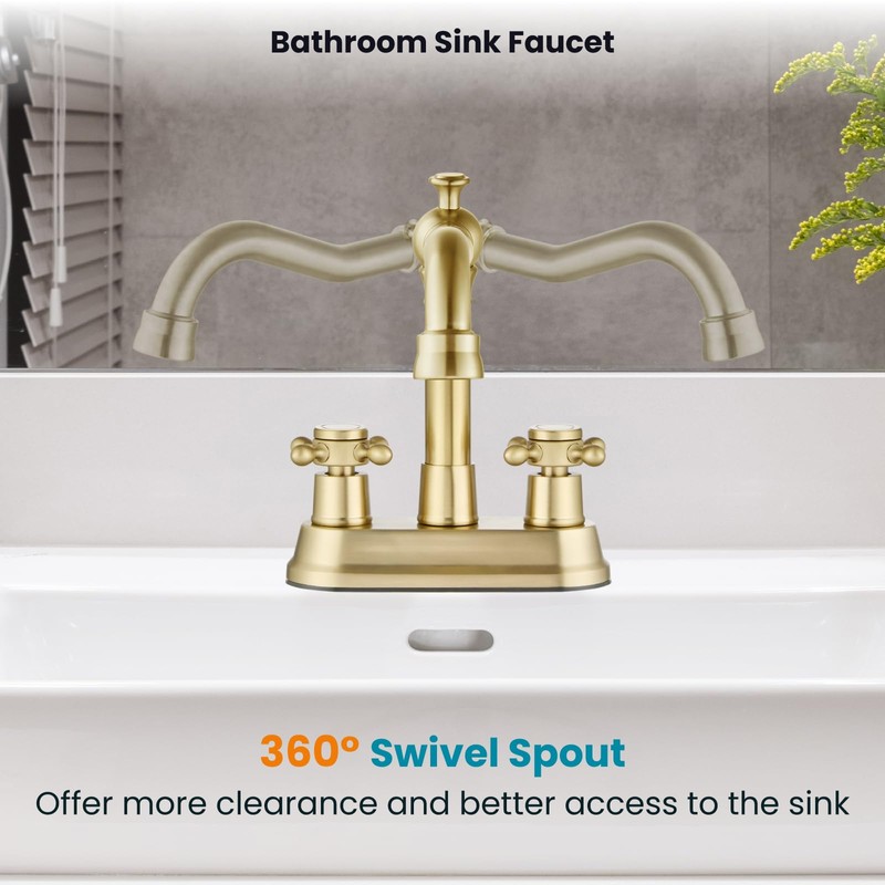 gotonovo 4 Inch Centerset Bathroom Sink Faucet with Double Cross