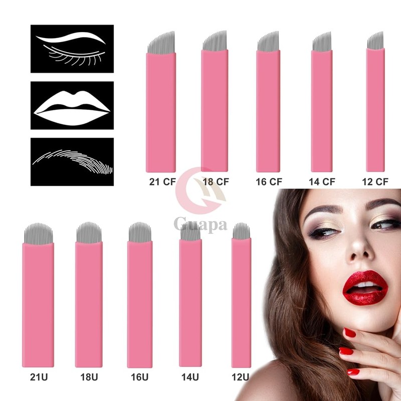 Pack of 30 Nano Microblading Needles 0.15 mm Pink Nano