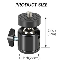 Acuxiaza 5 Pack Mini Ball Head 1/4" Swivel Mini Ball Head Screw Tripod Mount 360 Degree Rotatable Tripod Ball Head Camera Mount Adapter for Trail Camera Hunting Camera DSLR Camera Light Stand