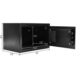 Fraiixar Safe Box 0.43 Cubic Feet Steel Security with Digital Keypad-Electronic Safe for Home Office Hotel Business, Gun Safe for handgun,Cash & Jewelry & Documents, 2 Emergency Keys Included(BLACK)