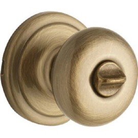Kwikset (2)-Kwikset Signature Series Antique Brass Bed & Bath Door Knob 730J 5 CP