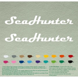 Pair of Seahunter Boats Compatible Replacement Decals Vinyl Stickers Boat Outboard Motor Set of 2 (18", White 010)