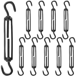 KOHAND 10 Pack M5 Turnbuckle Hook and Hook, Stainless Steel Turnbuckle, Black Double Hook Turnbuckle for Cables Wire, Picture Hanging, Tent Installation
