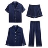 SWOMOG Women 4Pcs Silk Pajamas Set Button Down Sleepwear Loungewear