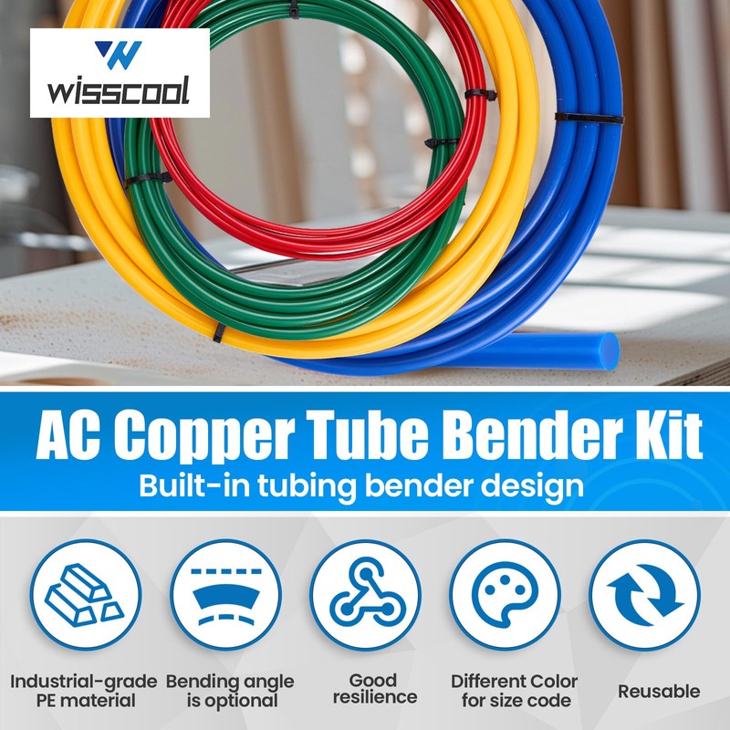 WISSCOOL 4Pcs Conditioning Copper Tubing Pipe Extension 1/4" 3/8" 1/2"