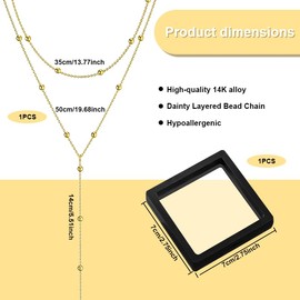 KHDULQ Lariat Long Y-Chain Women's Necklace Stainless Steel in Gold Silver, Long Chain Women's Jewellery for Women Fine Chain Waterproof Adjustable with Jewellery Box, Metal, none