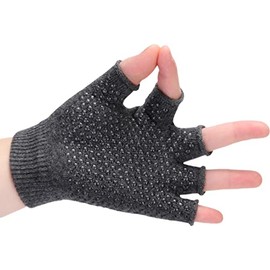 Plus Nao Yoga Gloves, Sports Gloves, Anti-slip, Fingerless, Half Finger, Women's, Posekeep, Grip Feeling, gray (dark gray)