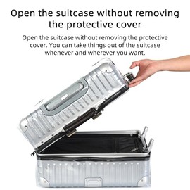 Veki Clear Suitcase Cover PVC Protector with Zip, Waterproof Transparent Luggage Cover Protective Bag, for Plastic Trolley Case Cover Protect Suitcases from Scratch for Travel Accessories (24inch)