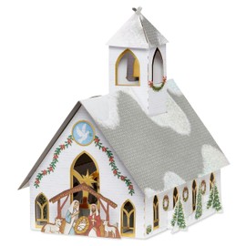 American Greetings Religious Pop Up Christmas Village Décor Keepsake with Envelope for Storing (Church)