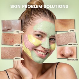 Hicream Turmeric Clay Mask, Rose Face Mask & Green Tea Mud Mask 12 PCS - Spa Facial Mask Set Gift for Women & Men, Skin Care Set for Deep Cleansing, Moisturizing, and Refining Pores