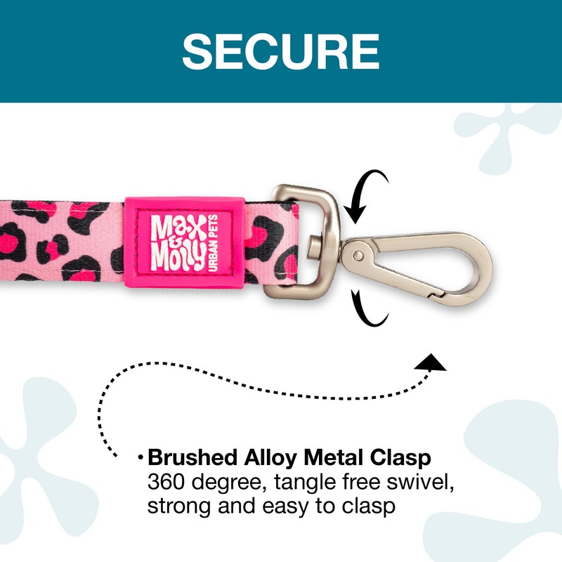 Max & Molly Classic 6 ft Leopard Pink Dog Leash