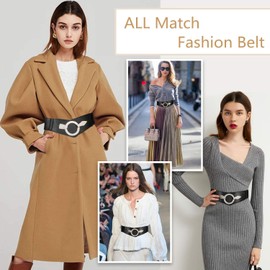 JASGOOD Women Wide Elastic Waist Belt Fashion Vintage Waist Belt With Silver Ring Buckle