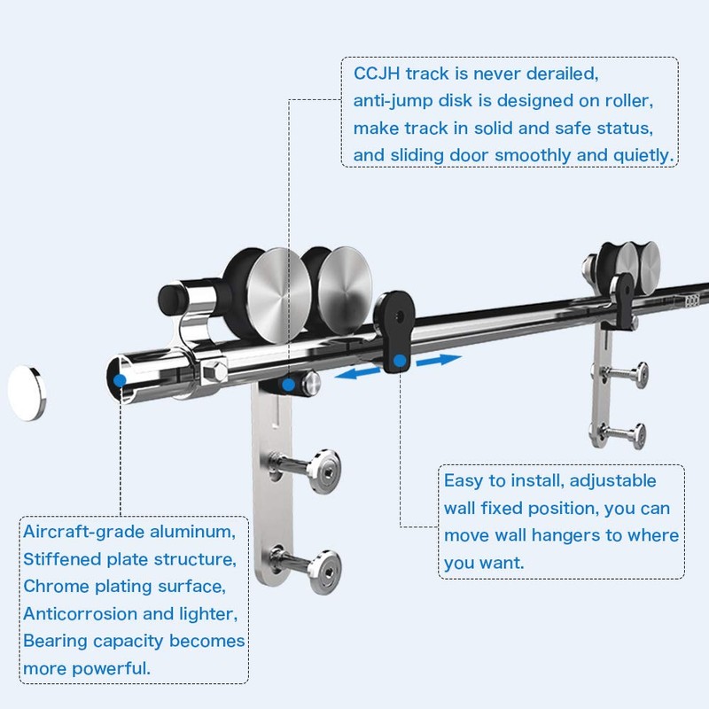5FT Sliding Barn Door Hardware Kit, Stainless Steel Track for