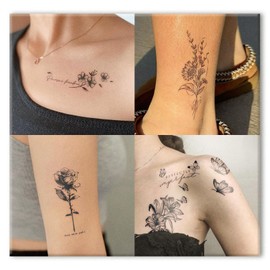 UBICA 2 Sheets Semi Permanent Tattoos, Temporary Tattoo for Women & Girls, Lasts 7-15 Days Water-Resistant Fake Tattoo Stickers, Realistic Butterfly Design for Party, Non-Reflective & Safe for Skin