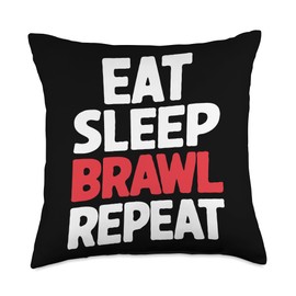 Eat Sleep Brawl Repeat Funny Stars Video Gamer Throw Pillow