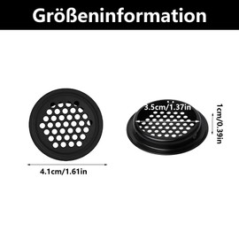 Pack of 12 Round Ventilation Grilles 53 mm, Ventilation Grille 53 mm, Black Stainless Steel Ventilation Grille for Garage Ventilation Grille, Cupboards, Shoe Cabinets, Furniture, Bedroom, Office