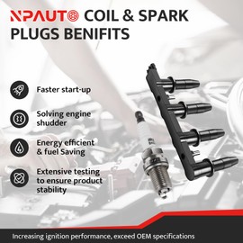 Ignition Coil Pack and Spark Plugs kit fit for L4 1.8L 2011 2012 2013 2014 2015 Chevy Cruze, 2012-2018 Chevy Sonic, 1.6L 2009 2010 2011 Chevy Aveo 5, UF620