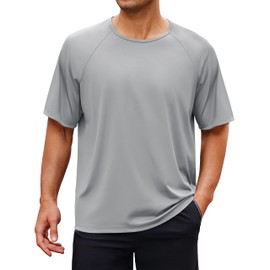 NIASHOT Summer Workout Shirts for Men Quick Dry Tee Shirts Grey L