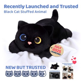 Weighted Stuffed Animals with Microwavable Heating Pad - 5lb or 2.13lb Adjustable, Heatable & Coolable Black Cat Plush for Relaxation, Removable Inner Pad, Plush Gift for Kids & Adults (23 Inch)