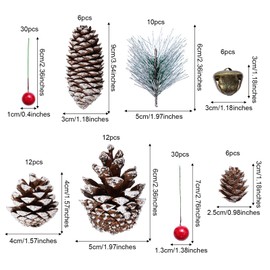 cnomg 120pcs Artificial Pine Cones Pine Set Fake Natural Pinecones Acorns Red Berries Christmas Decor Ornaments for Home Winter Decorations