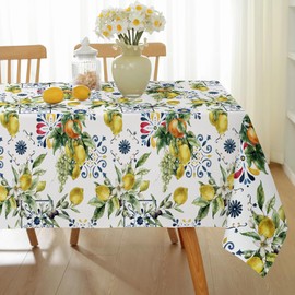 SASTYBALE Summer Tablecloth for Rectangle Tables, Wrinkle Resistant Spill-Proof Table Cloth Summer Lemon Table Cover for Dinning Kitchen Outdoor Party Decoration, 52 x 70 Inch