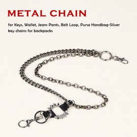 Wallet Chain Jean Pants Pocket Key Chains for Men Women, Heavy Biker Hip Hop Punk Goth Accessories, Black