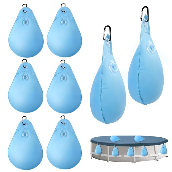 8 Pack Pool Cover Weights with Hooks, Leakproof Swimming Pool