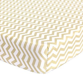 Pack n Play Fitted Sheet – Super Soft, 100% Natural Jersey Cotton – 27” x 39” – for Boys and Girls, Fits Pack n Play, Playard and Foldable Mattresses - Covered Elastic Hem – Zigzag Beige
