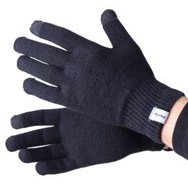 Pure Athlete Wool Ski Glove Liner with Touch Screen Technology – Premium Merino Wool Winter Gloves for Skiing, Cold Weather (M, Black)