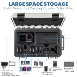 FLYDrone Waterproof Travel Hard Case for DJI Osmo Action 5 Pro/Action 4 Adventure Combo Camera Accessories