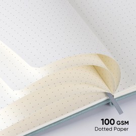 Wiisdatek Dotted Grid Journal Notebook, Bullet Dotted Journal Notebook with 100gsm Dotted Paper, Hardcover PU Leather, Inner Pocket, Medium 5"×8.25"(Burgundy)