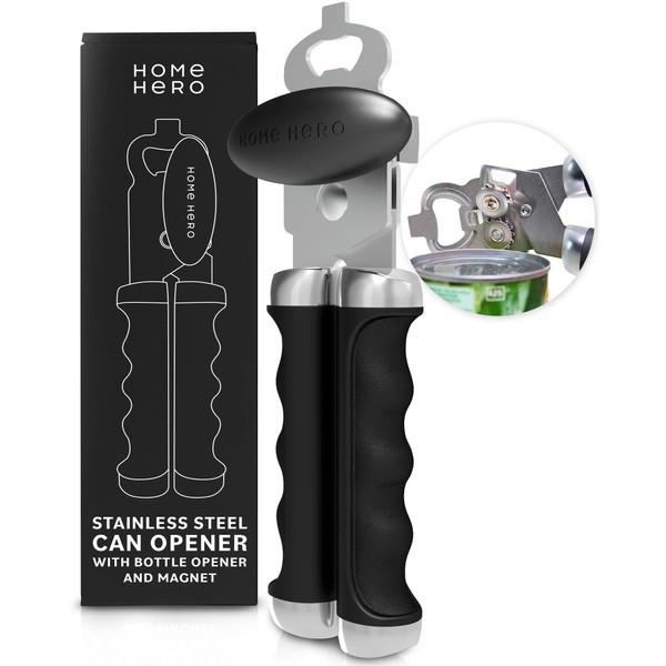 Can Opener Manual Can Opener Smooth Edge - Can Openers for Seniors - Heavy Duty, Stainless Steel Hand Can Opener, Heavy Duty Can Opener, Hand Held Can Opener - Ergonomic Handle
