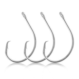 Dr.Fish 30 Pack Circle Hooks Fishing Hooks Saltwater Freshwater in-Line Octopus Circle High Carbon Steel Hooks for Catfish Carp Bass Tuna Fishing Tackle Accessories