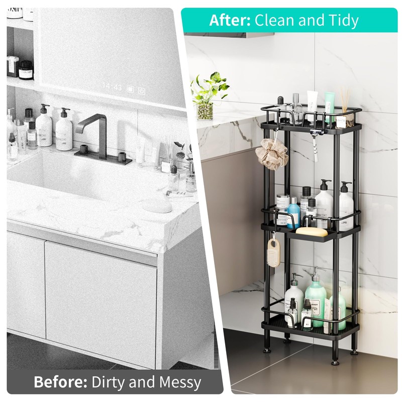HapiRm Standing Corner Shower Caddy - 3 Tier Corner Shower
