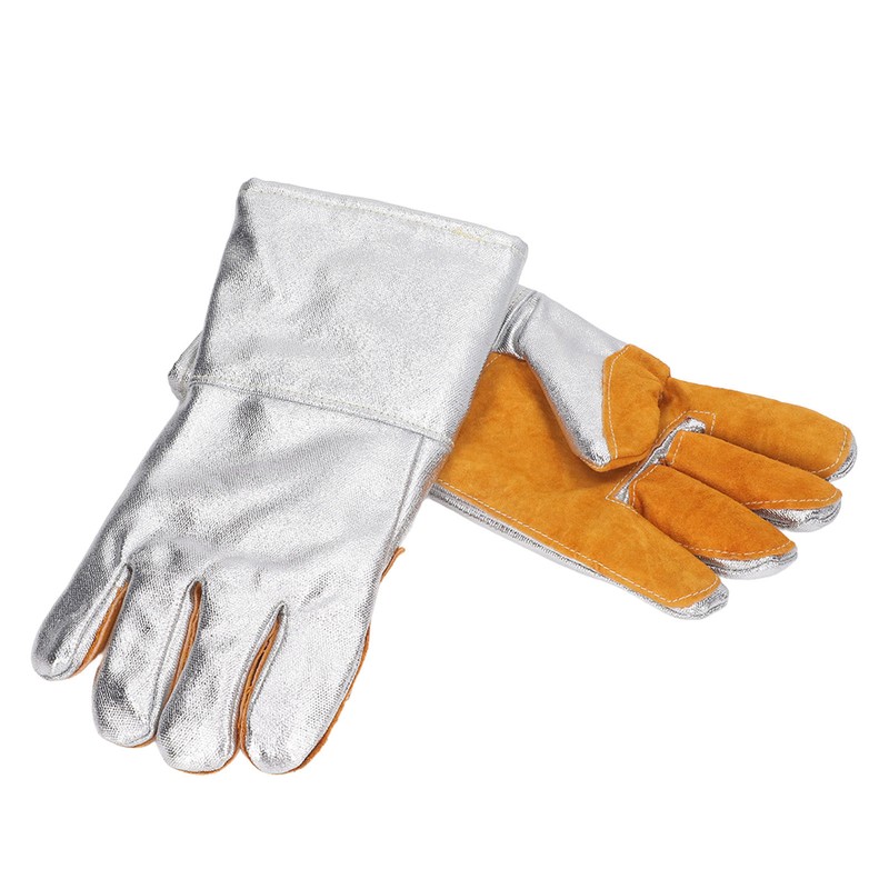 1 Pair Cowhide Welding Gloves Heat Resistant Fireproof Hard Wearing