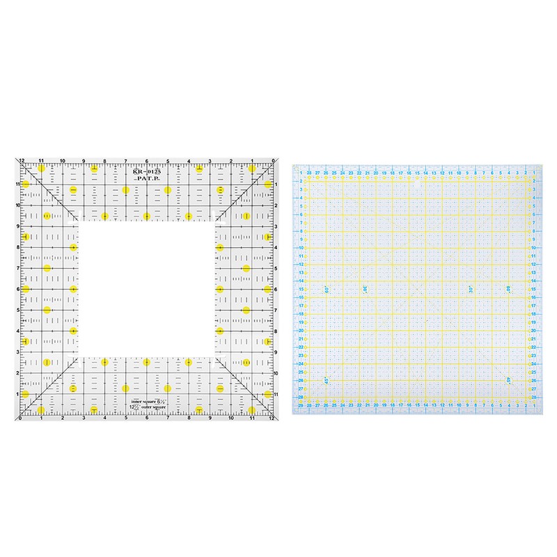 2Pcs Quilting Ruler Square Acrylic DIY Cloth Patch‑Work for Measuring