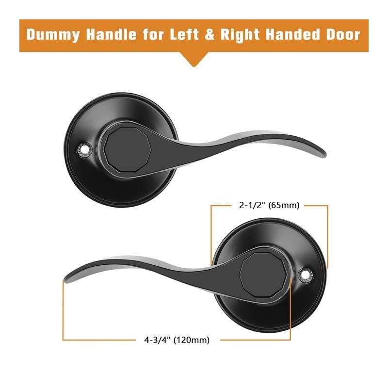 Probrico Keyless Matte Black Dummy Door Handles Wave Style, Packs