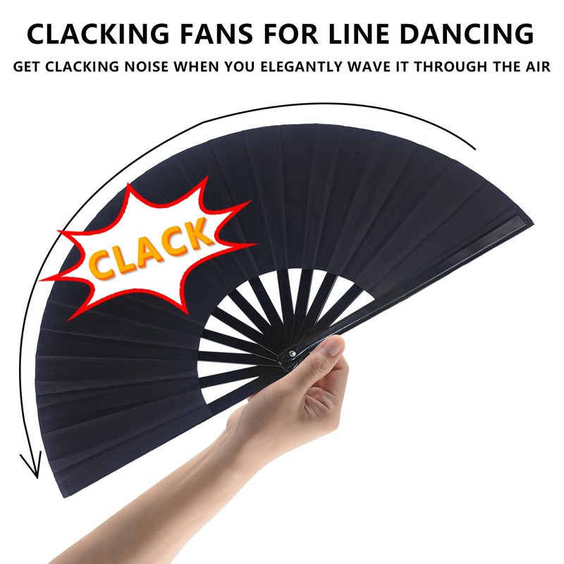 NOIMTTY Large Portable Folding Clacking Fans For Line Dancing -