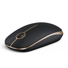 VssoPlor Vssoplor Wireless Mouse, 2.4G Slim Portable Computer Mouse with Nano Receiver Quiet Silent Optical Laptop Mouse for Notebook, PC, Laptop, Computer-Black and Gold